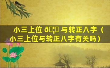 小三上位 🦁 与转正八字（小三上位与转正八字有关吗）